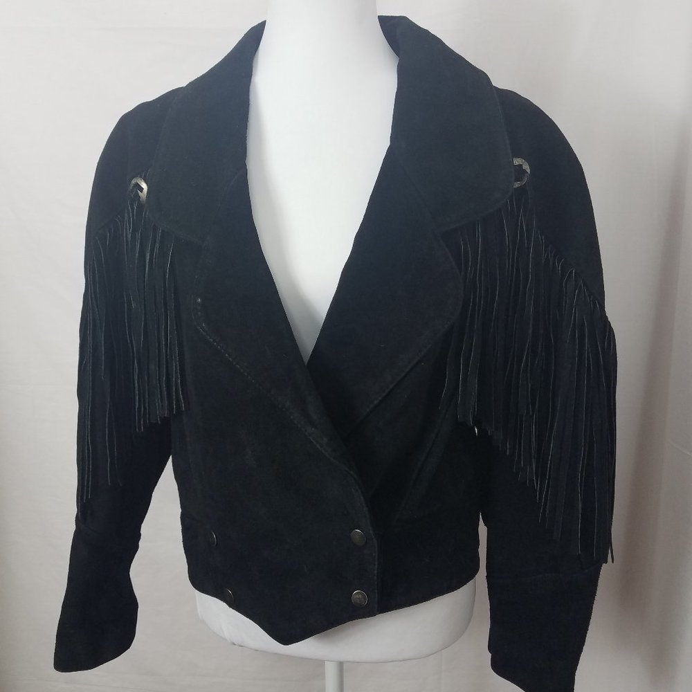 Vintage Rock Creek Womens Leather Fringe Jacket
